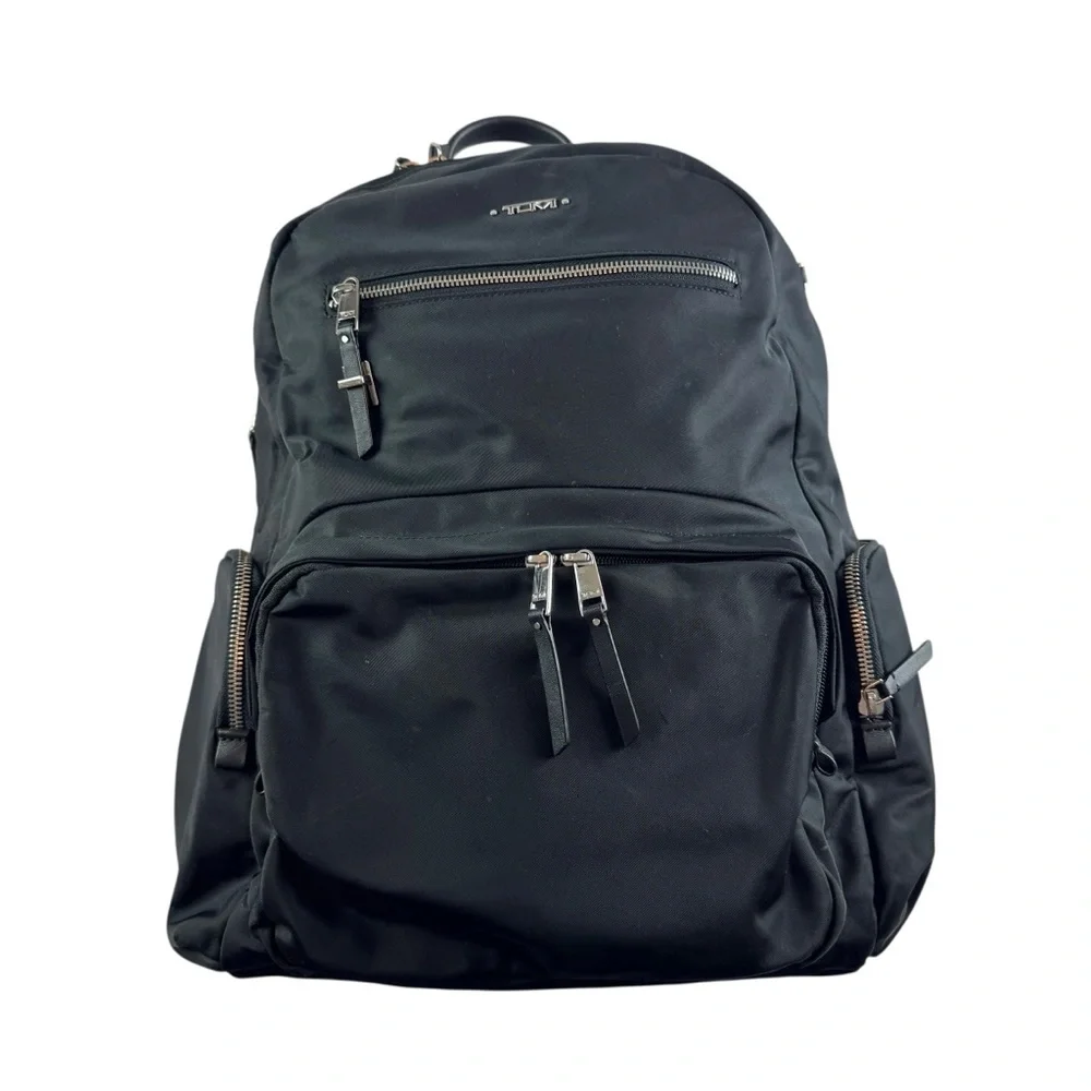 Tumi Carson Backpack, Black w/Silver Hardware - Picture 2 of 12